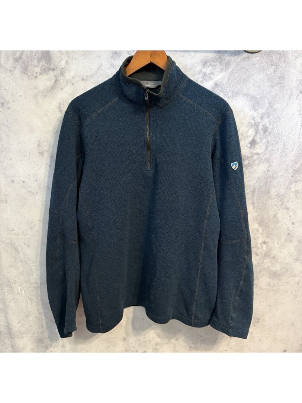 Kuhl Revel 1/4 Zip Pullover Medium Blue Mid Layer Fleece Outdoor Hiking Jacket